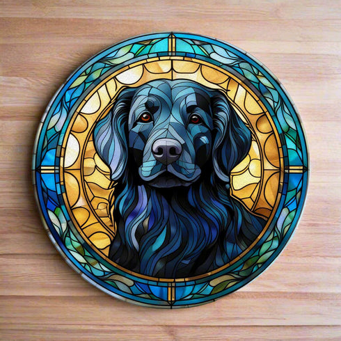 Flat Coated Retriever Glass Suncatcher Worktop Saver